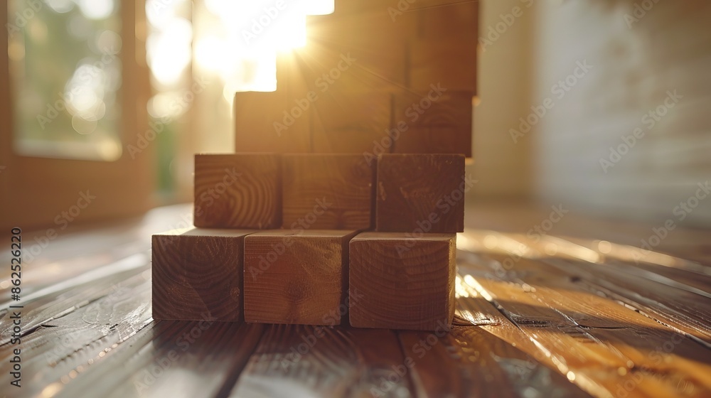 Business growth success achievement concept, arranging wooden block stacking as step stair Business growth success achievement concept, arranging wooden block stacking as step stair
