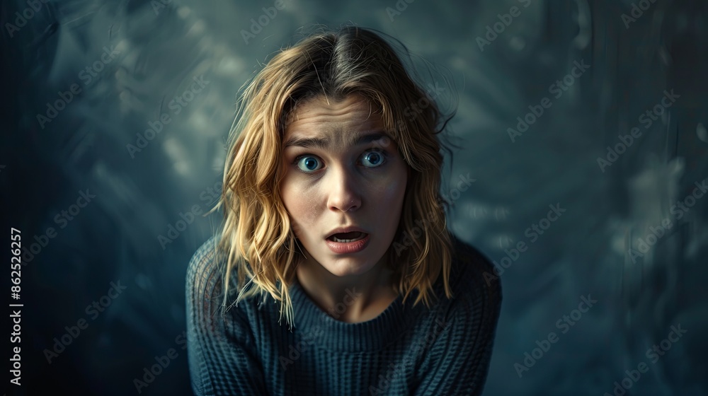 Girl in fear over isolated background Girl in fear over isolated background