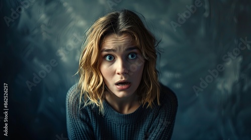 Girl in fear over isolated background