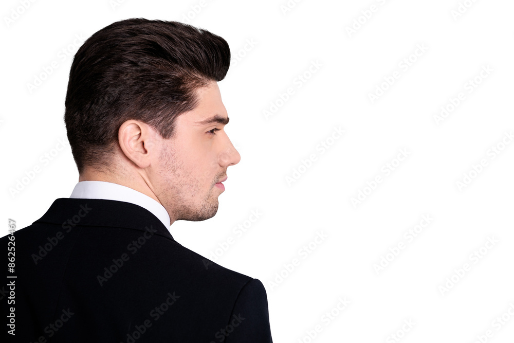 Profile side back rear behind view photo sullen strict entrepreneur collar have workforce question pensive imagine decide solve choose formal wear jacket stylish grey background isolated suspicious Profile side back rear behind view photo sullen strict entrepreneur collar have workforce question pensive imagine decide solve choose formal wear jacket stylish grey background isolated suspicious
