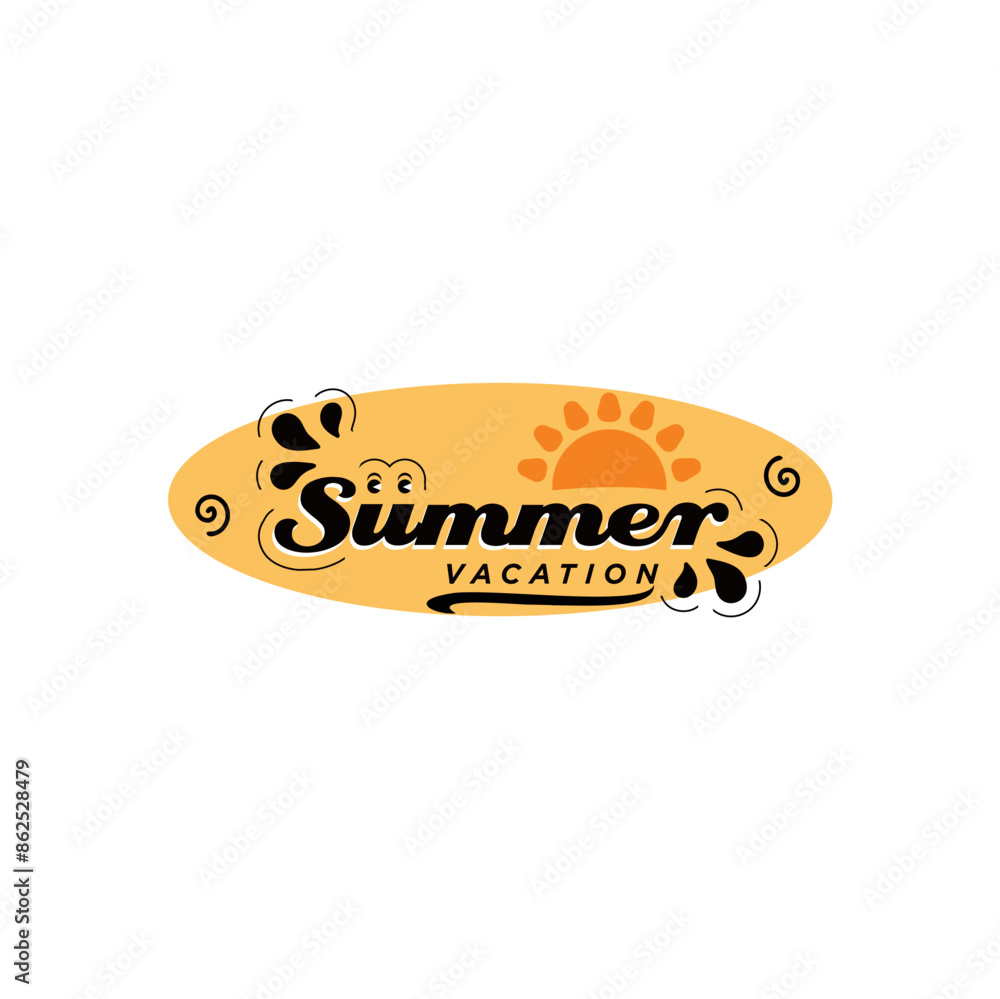 Summer holiday lettering logo with sun vector illustration. Summer label, tag, logo, hand lettering for summer vacation, travel, beach holiday. Summer holiday lettering logo with sun vector illustration. Summer label, tag, logo, hand lettering for summer vacation, travel, beach holiday.