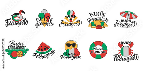 Set of summer lettering for Italian holidays in a vector