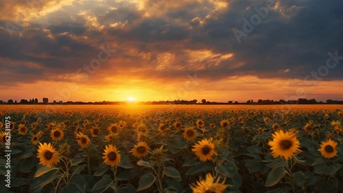 Wallpaper Mural sunflower field at sunset in summer Torontodigital.ca
