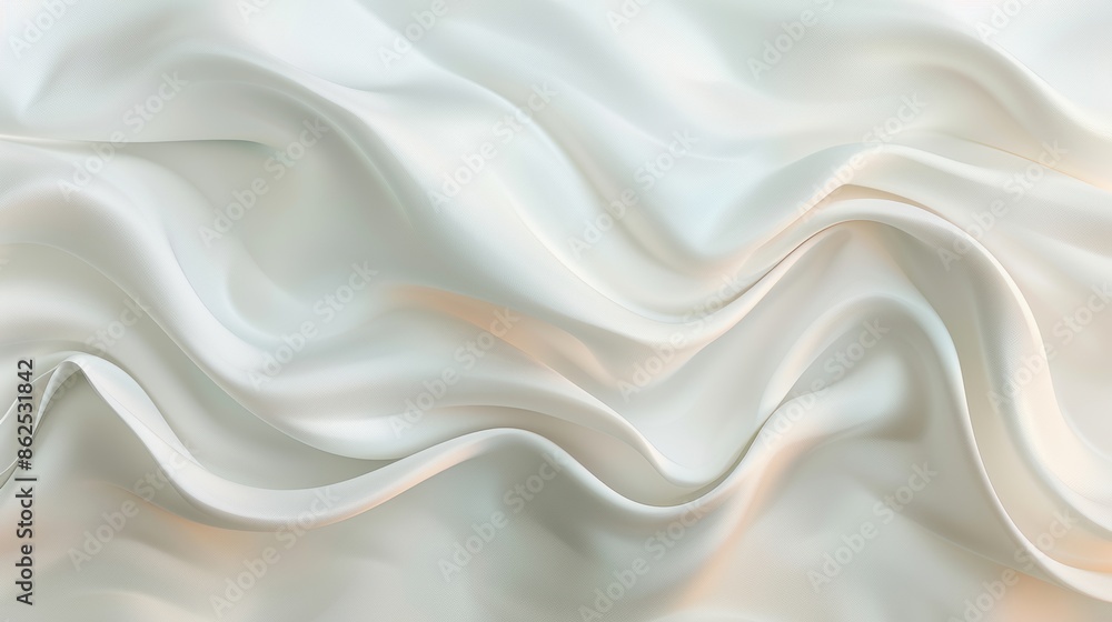 Obraz premium Elegant folds of white silk fabric create a smooth and luxurious texture, ideal for backgrounds, design, and fashion inspiration.