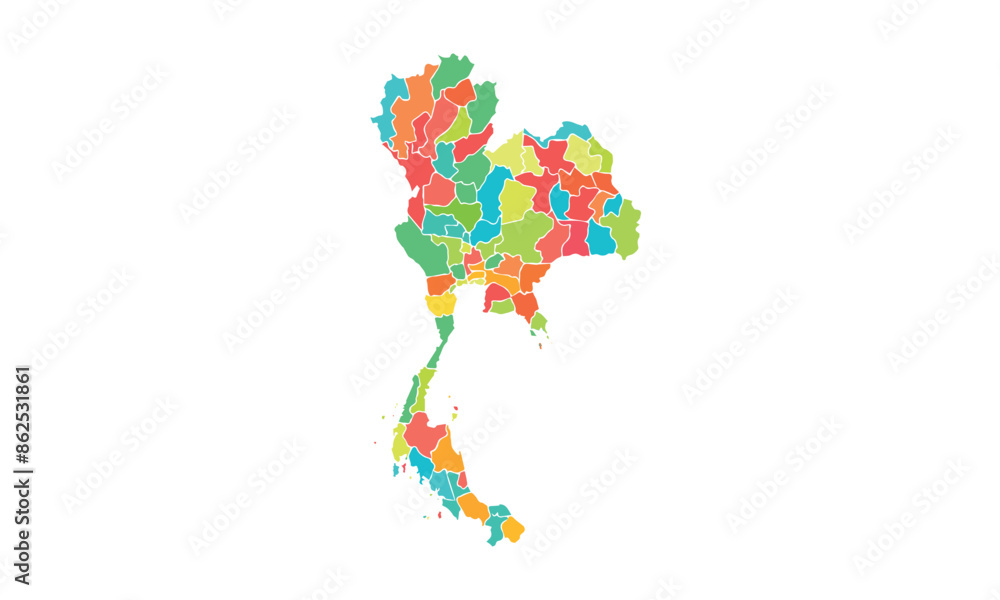 Obraz premium Map of Thailand isolated modern colorful style. for website layouts, background, education, precise, customizable, Travel worldwide, map silhouette backdrop, earth geography, political, reports.