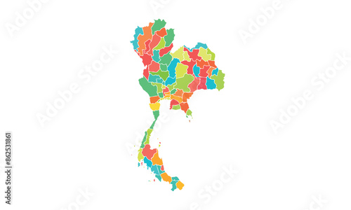 Map of Thailand  isolated modern colorful style. for website layouts, background, education, precise, customizable, Travel worldwide, map silhouette backdrop, earth geography, political, reports.