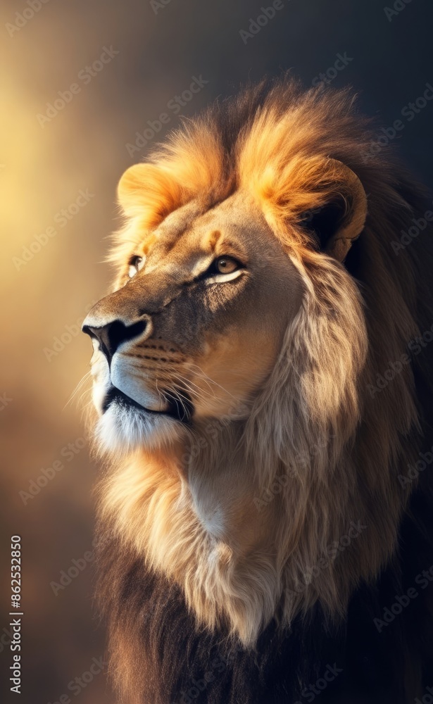 Lion king in the savannah Lion king in the savannah