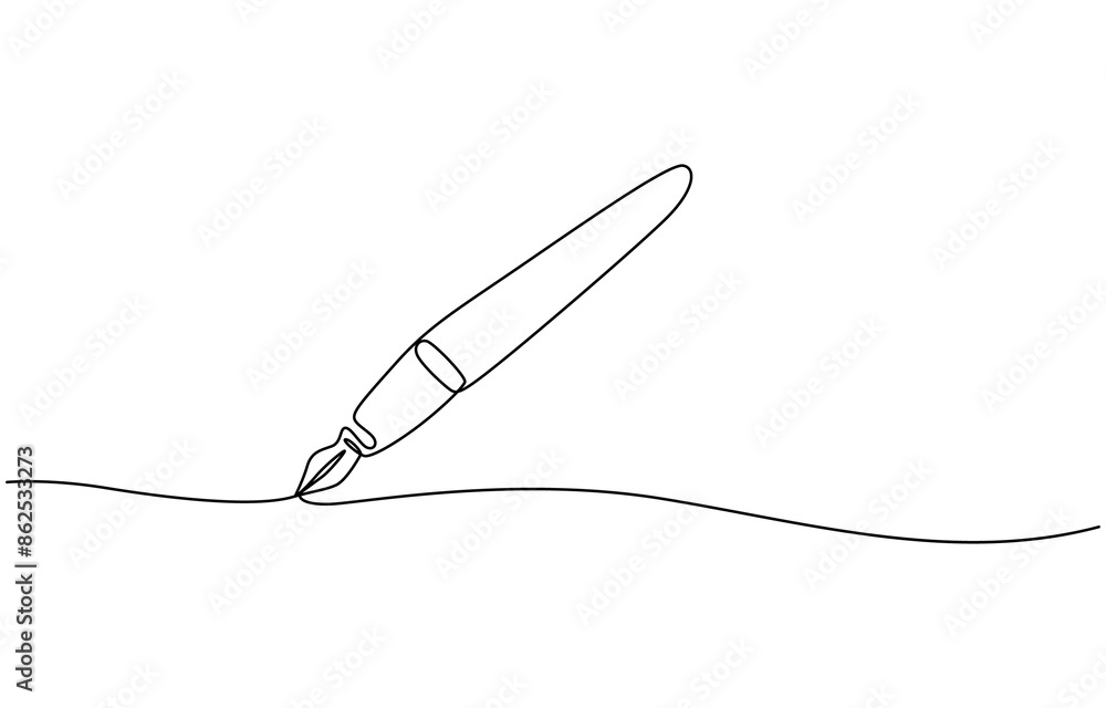 One continuous line drawing of pen Pencil symbol of study and education ...
