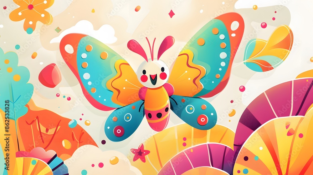 Cute butterfly cartoon on white background. Cute butterfly cartoon on white background.