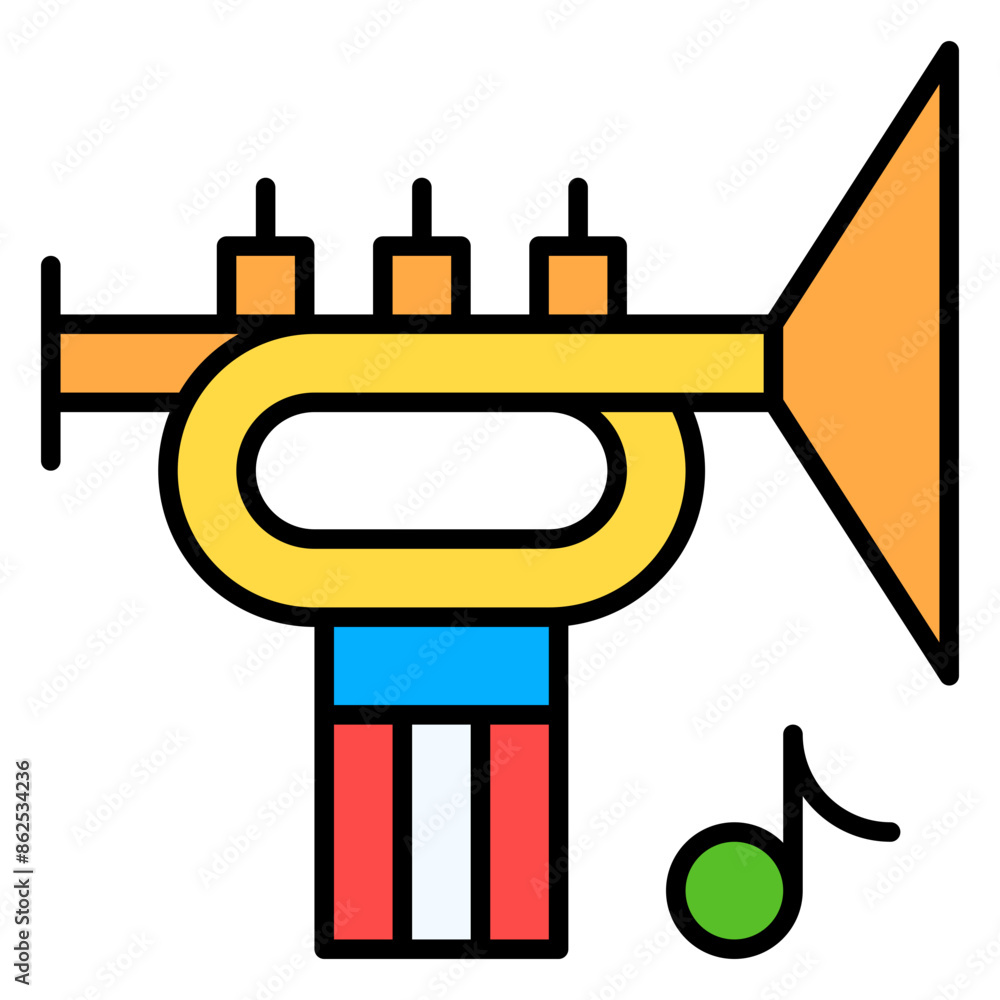 trumpet, music, instrument, horn, flag Icon trumpet, music, instrument, horn, flag Icon