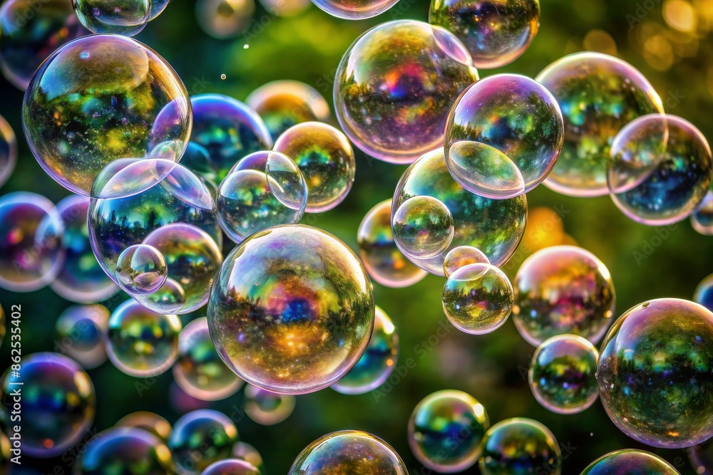 A bunch of colorful bubbles floating in the air A bunch of colorful bubbles floating in the air