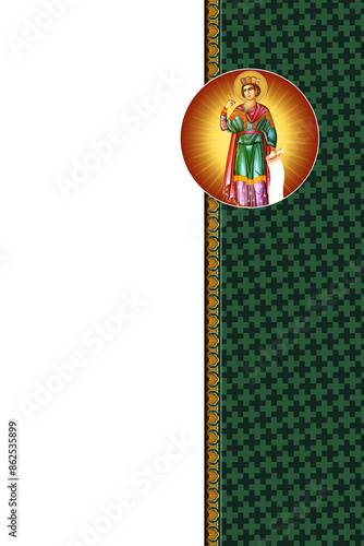 Saint Solomon. Religious decorative border design. Illustration in Byzantine style isolated