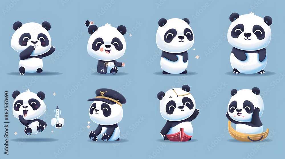 Baby cartoon Panda in sailor costume. Baby cartoon Panda in sailor costume.