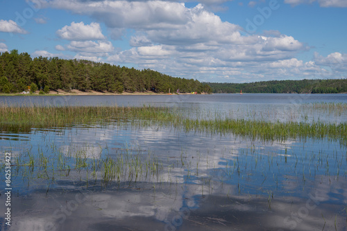 The shore of Lake Ladoga on the island of Koyonsaari, Karelia, Russia photo