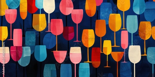 Colorful Wine Glasses Illustration