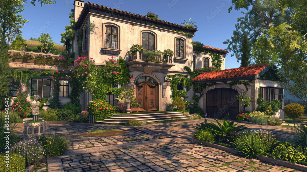 Your dream villa, adorned with a captivating garden and a garage. The design evolves in each prompt, offering a visual journey through distinct styles. Your dream villa, adorned with a captivating garden and a garage. The design evolves in each prompt, offering a visual journey through distinct styles.
