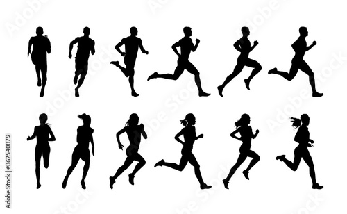 Run, sport athletic logo, group of running people