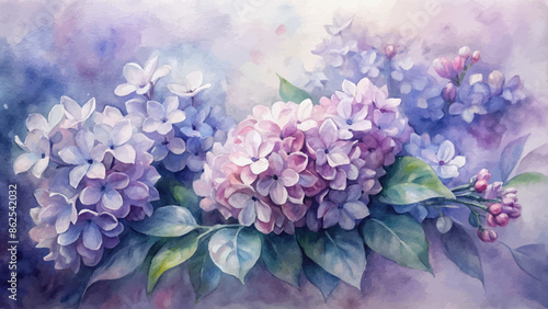 A beautiful syringa watercolor background
