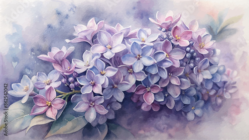 A beautiful syringa watercolor background