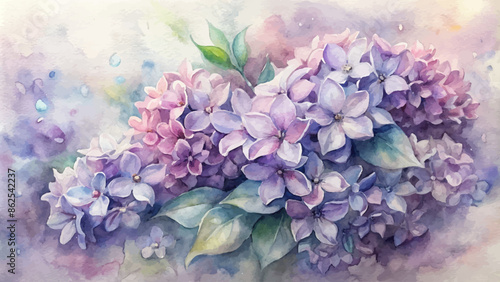 A beautiful syringa watercolor background