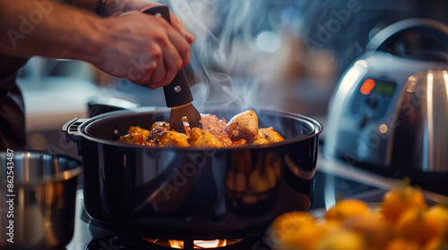 Wallpaper Mural A home chef demonstrating an air fryer in a live cooking session. Torontodigital.ca