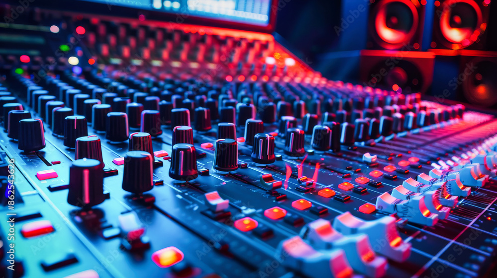 Fototapeta premium Audio mixing console in a recording studio