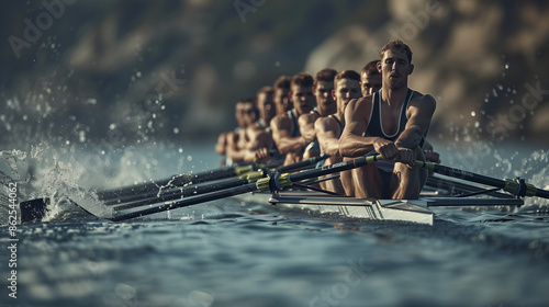 male rowing athletes competing at the olympic championships, Ai generated Images photo