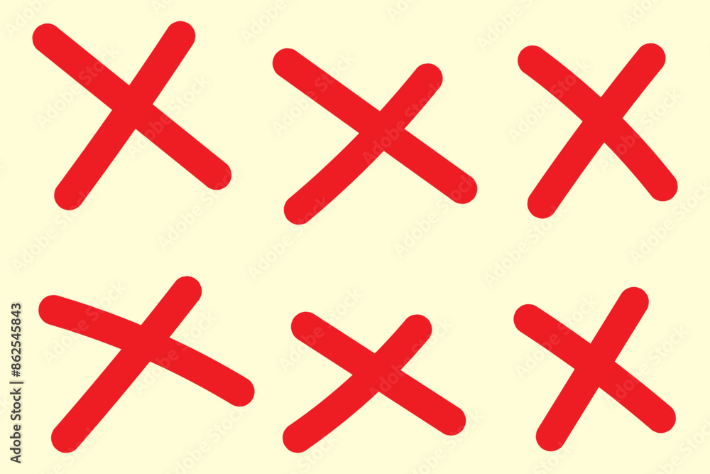 Obraz premium X scribble cross marks in black ink. Vector set of grunge error or cancellation symbols. Isolated rough, brush strokes, incorrect rejection icons, monochrome sketch cancellation or removal signs