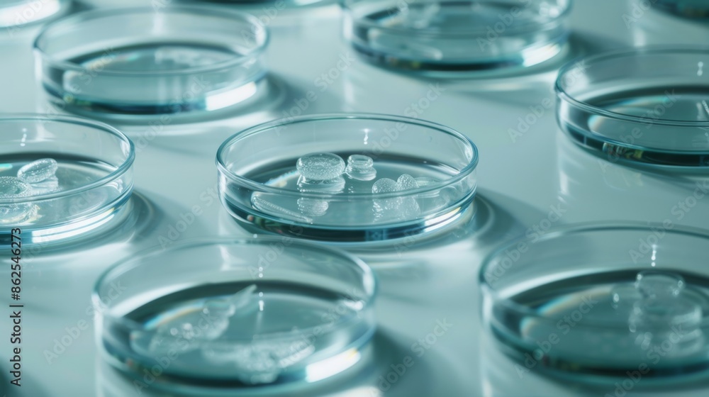 Pristine Laboratory Petri Dishes with Bacterial Colonies Pristine Laboratory Petri Dishes with Bacterial Colonies