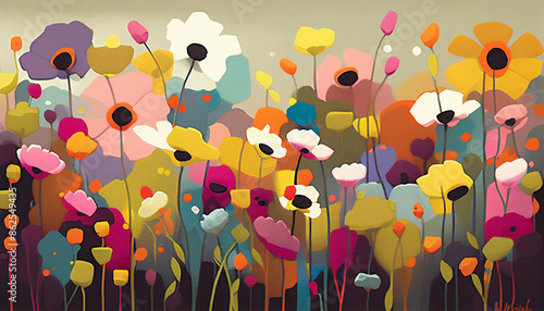 Acrylic flowers field