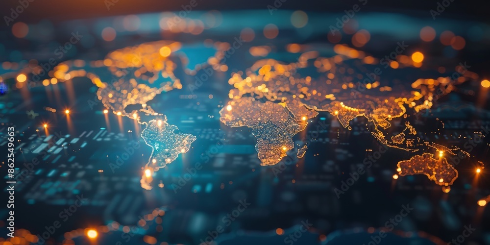 Fototapeta premium Digital Connectivity Spanning Across Continents