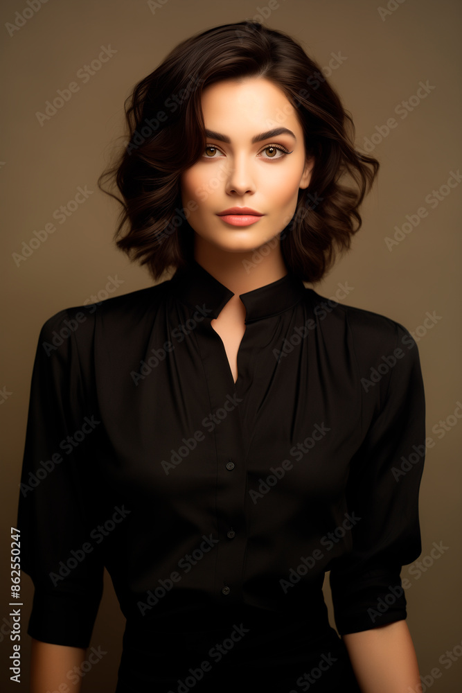 Confident and beautiful, woman style, neutral color background Confident and beautiful, woman style, neutral color background