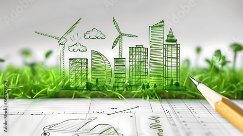 Fototapeta Naklejka Na Ścianę i Meble -  Sustainable Energy Design: Powering a Greener Future