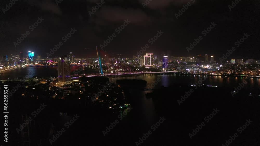 Aerial view of Ho Chi Minh City skyline in Vietnam at night Aerial view of Ho Chi Minh City skyline in Vietnam at night