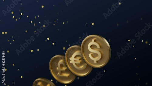Currency Money Trading Coins With Particles