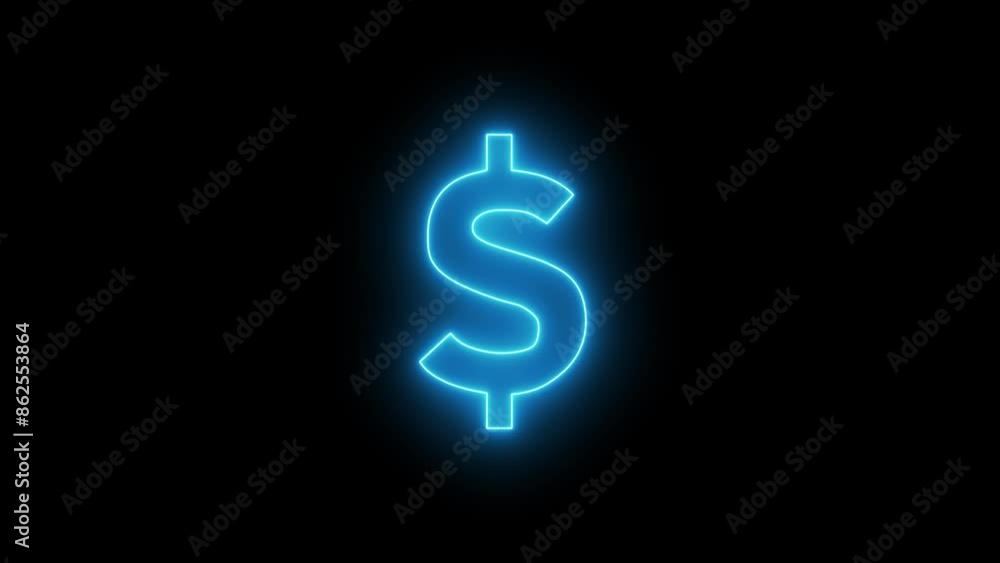 Neon glowing dollar icon animation. It's a dollar neon sign. Dollar icon animation. Illustration of a neon dollar sign isolated on a black background. Neon glowing dollar icon animation. It's a dollar neon sign. Dollar icon animation. Illustration of a neon dollar sign isolated on a black background.