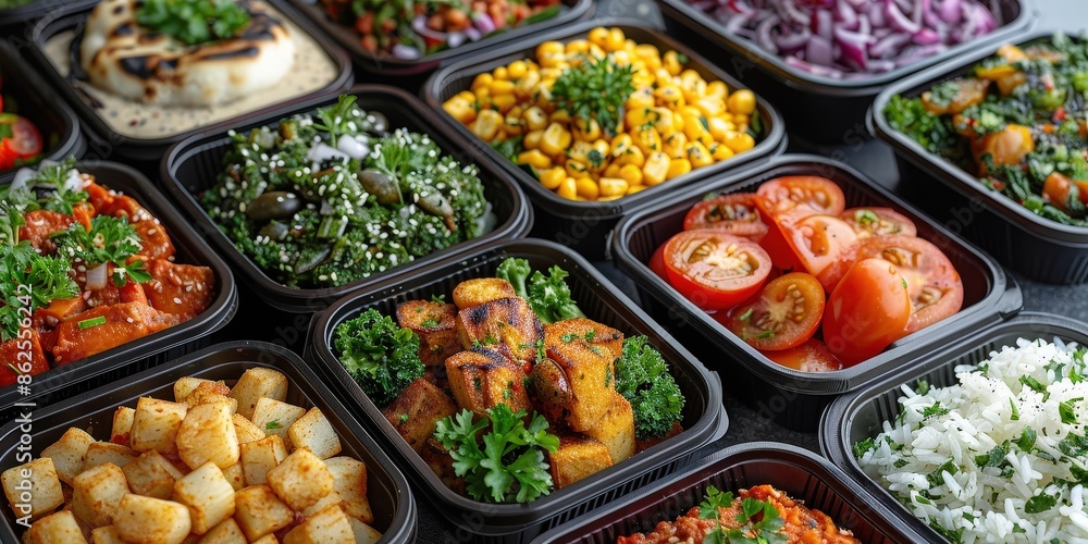 Assortment of Delicious Meal Prep Containers Assortment of Delicious Meal Prep Containers