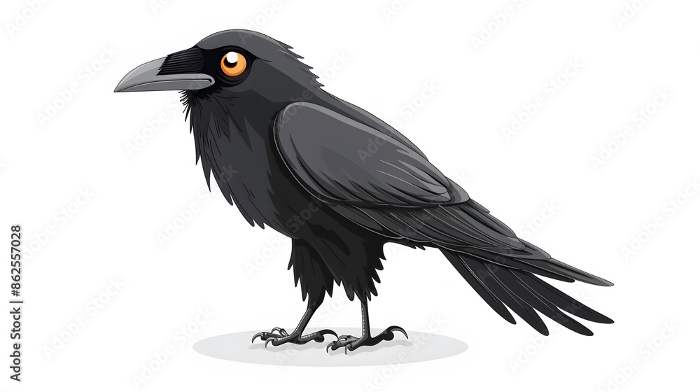 Fototapeta premium Cartoon crow isolated on white background. 