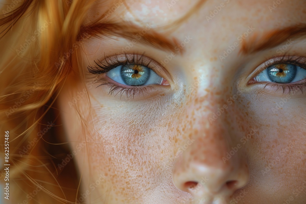 Fototapeta premium A close-up image showcasing the vibrancy and texture of waving hair, set against a soft light, with partial blurring adding an artistic touch to the composition.