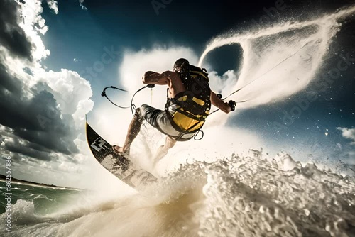 kitesurfing extreme on background