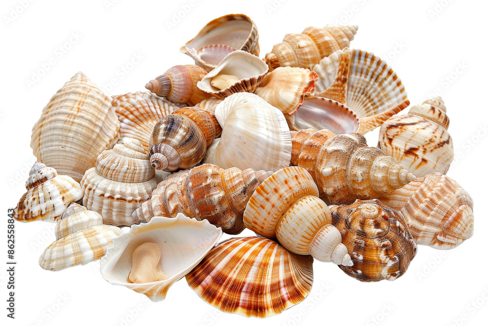 Collection of Seashells on White Background Collection of Seashells on White Background