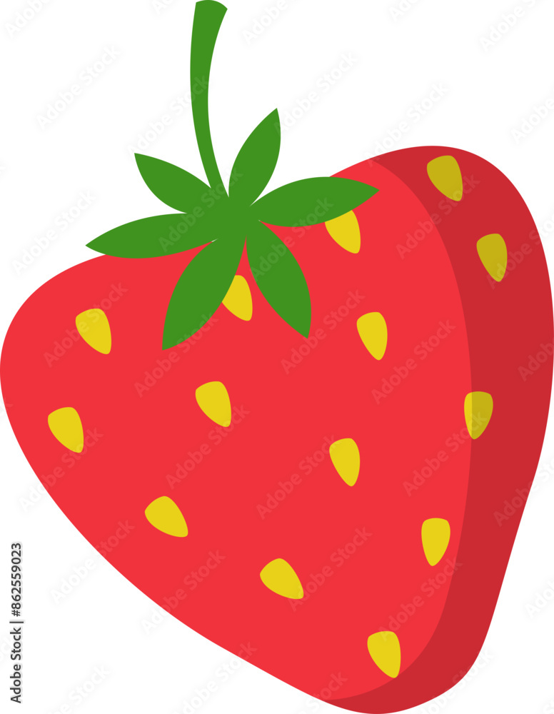 Obraz premium Strawberry Fruit Flat Sticker Design