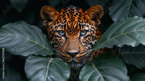 The leopard of Sri Lanka is seen in a rain forest, native to the island photo