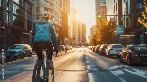 Wallpaper Mural The cyclist in morning traffic Torontodigital.ca