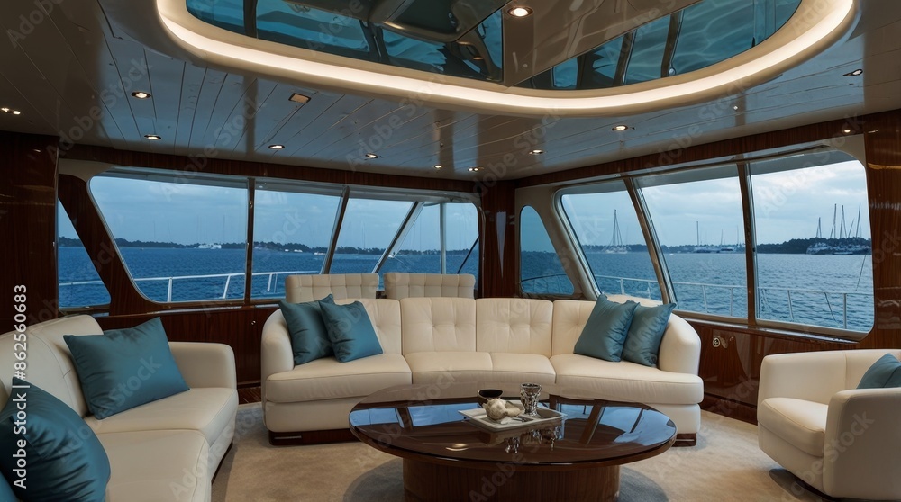 Fototapeta premium Luxurious Yacht Interior Lounge