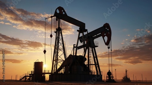 Oil Pumps in Desert Sunset