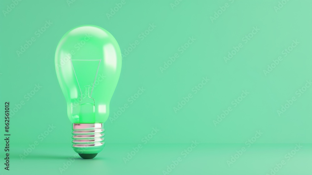 A conceptual image of a green lightbulb, symbolizing environmental consciousness and innovation, with a clean, minimalist design and plenty of copy space. A conceptual image of a green lightbulb, symbolizing environmental consciousness and innovation, with a clean, minimalist design and plenty of copy space.