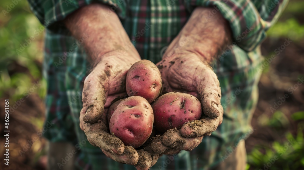 The farmer's hands with potatoes The farmer's hands with potatoes
