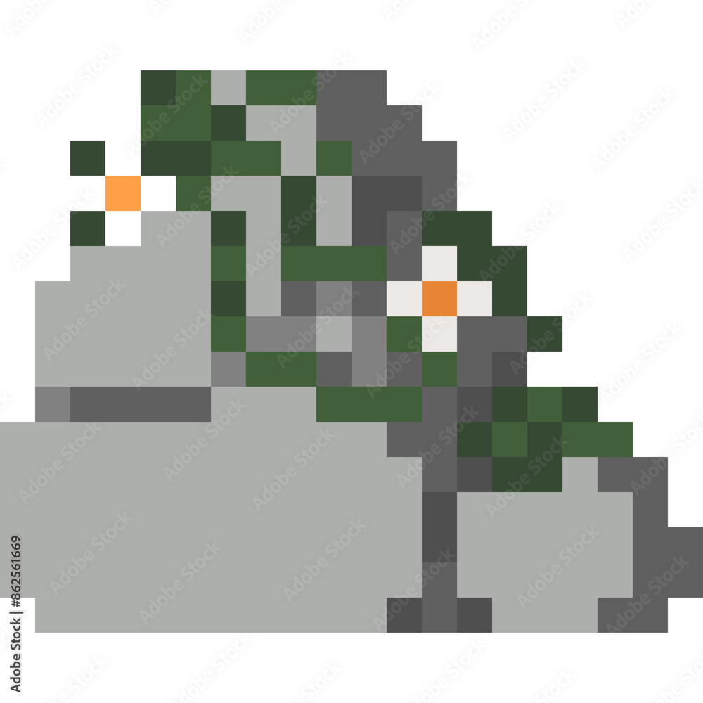Pixel art stone with white flower ivy element 2 Pixel art stone with white flower ivy element 2