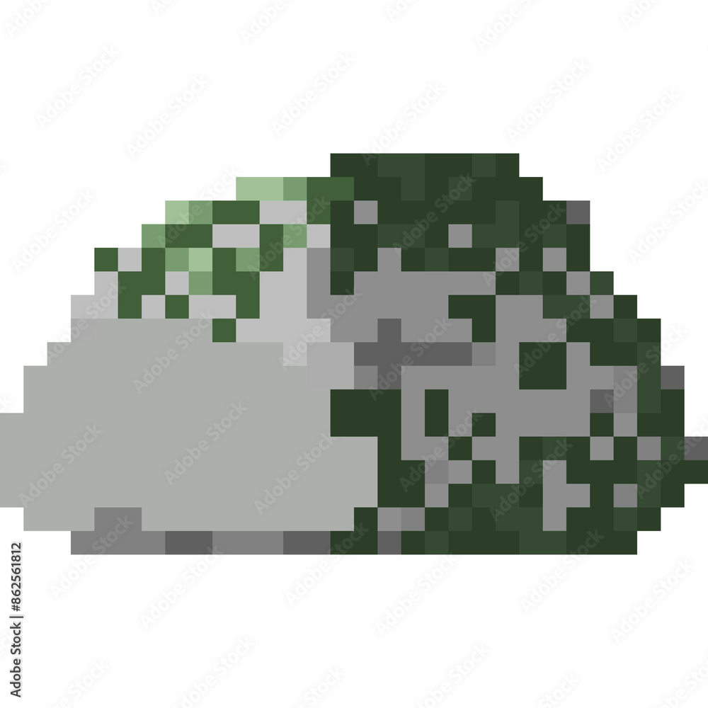 Pixel art stone with moss element 3 Pixel art stone with moss element 3